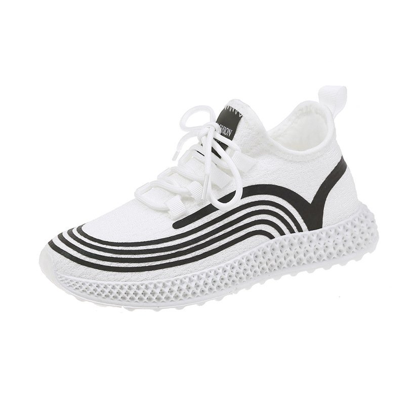 Reflective color flying woven women's shoes 2021 spring new breathable casual shoes student sports shoes women