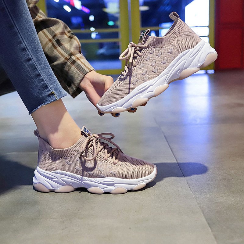 Breathable flying woven women's shoes 2021 spring and summer new sports shoes women's running shoes female students board shoes