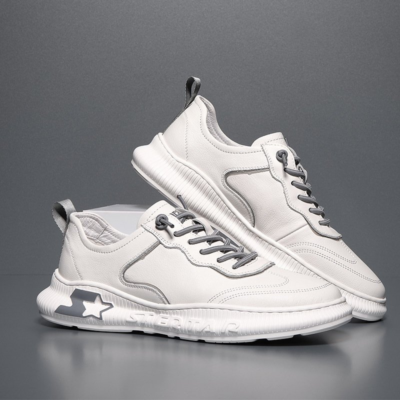 2021 autumn new sports shoes men's leather four seasons hot style casual men's shoes low-cut white shoes trend