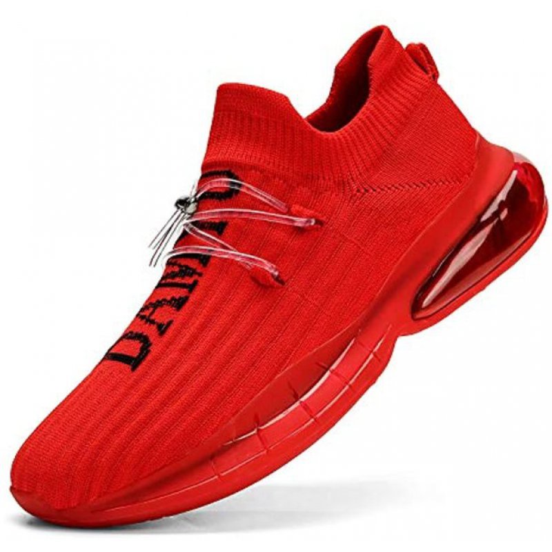 Damyuan Running Air Cushion Slip on Hiking Fashion Sneakers for Mens Walking Tenis Casual Work Non Slip Athletic Summer Shoes Workout Comfortable Breathable Cool Sport Shoes Red