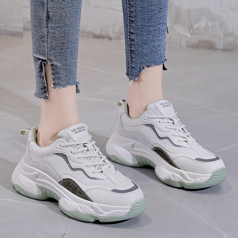 2021 women's spring new women's shoes trendy shoes thick bottom color matching sports casual trendy women's shoes