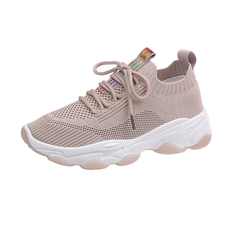 2021 spring and summer new flying woven women's shoes women's sports shoes female students breathable running shoes women