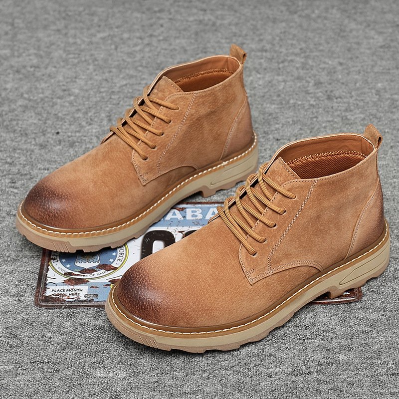 Men's boots 2021 winter new rhubarb boots men's leather Martin boots men's high-top leather shoes tooling shoes men's shoes trend