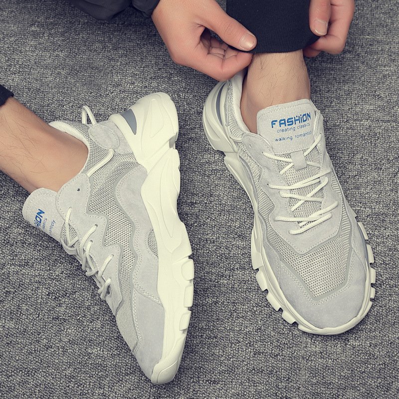 Men's shoes 2021 summer leather mesh breathable sneakers trend small white shoes men's casual shoes