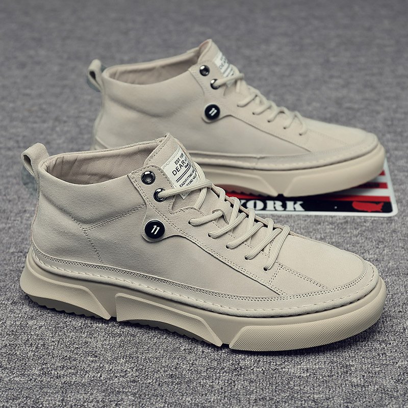 Autumn men's shoes 2021 new high-top leather sneakers men's casual Martin boots trendy white shoes