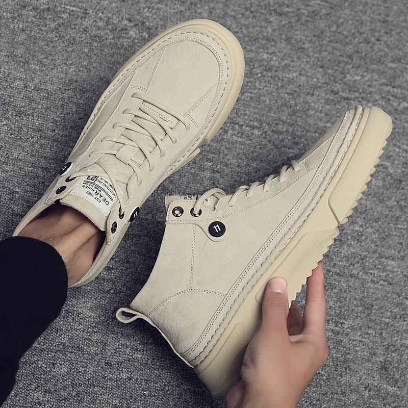 Autumn men's shoes 2021 new high-top leather sneakers men's casual Martin boots trendy white shoes