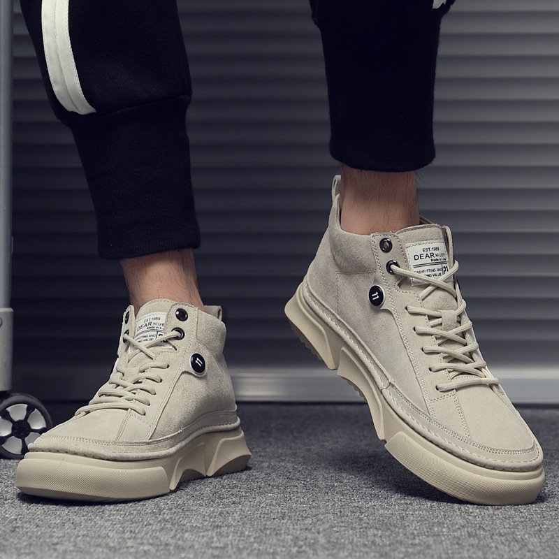 Autumn men's shoes 2021 new high-top leather sneakers men's casual Martin boots trendy white shoes